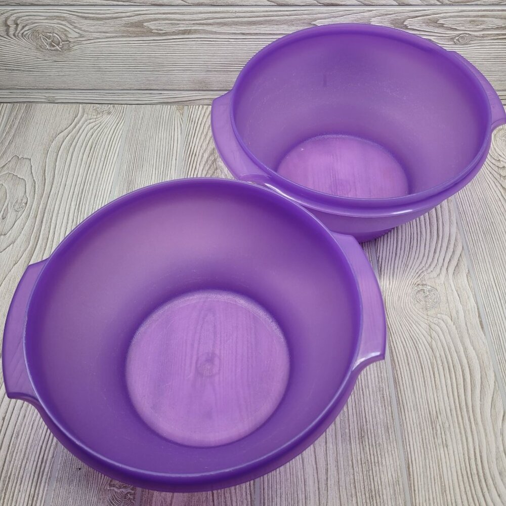 Lot‎ of 2 Tupperware Servalier Salad Large Serving Bowl 880 Container Purple